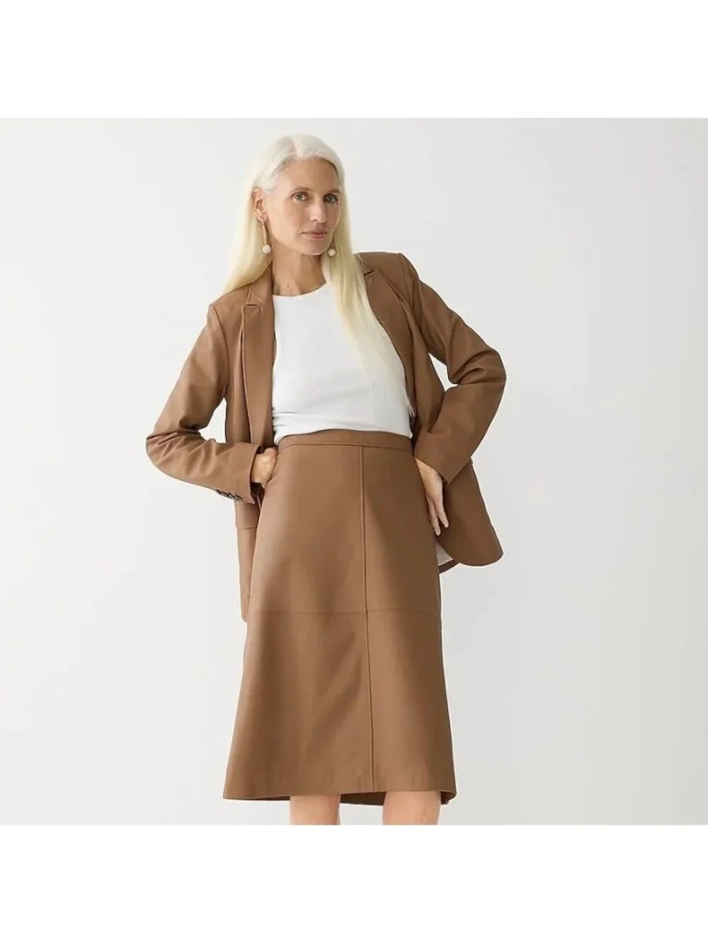 NWoT J.Crew Collection Alfie Blazer in Camel Champagne Lamb Leather Jacket 6